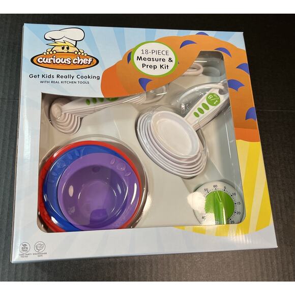 Curious Chef Kids Baking‎ Set 18 Piece Measure & Prep Kit NEW - Picture 1 of 6